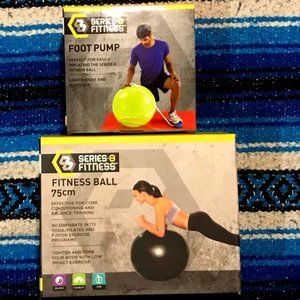 SERIES 8 FITNESS BALL 75cm BLUE and  SERIES 8 FITNESS FOOT PUMP